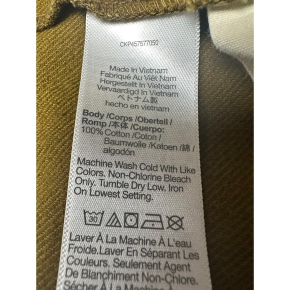 Madewell Flannel Peplum Button Back Top Brown Green Long Sleeve Cotton XL - Picture 5 of 10